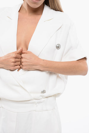 더블 브레스티드 크레프드신 점프수트