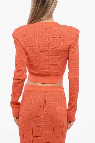 Top Crochet Crop con Bottoni Gioiello