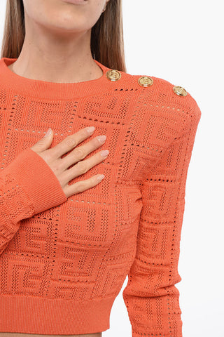 Top Crochet Crop con Bottoni Gioiello