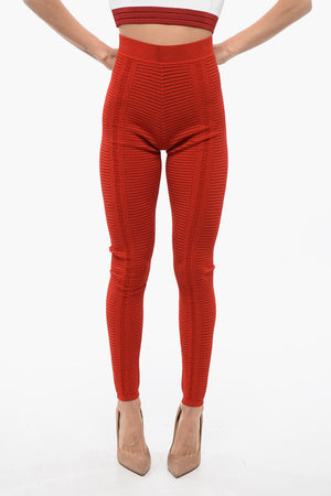 High-Waist Knit Leggings With Zip