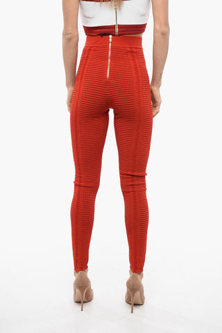 High-Waist Knit Leggings With Zip