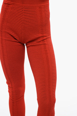 High-Waist Knit Leggings With Zip