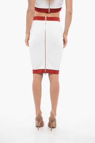 Knit Midi Skirt with Logo Buttons