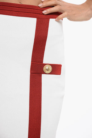 Knit Midi Skirt with Logo Buttons