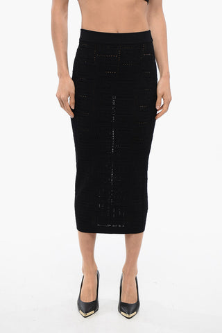 Openwork Midi Skirt with Monogrammed Motif