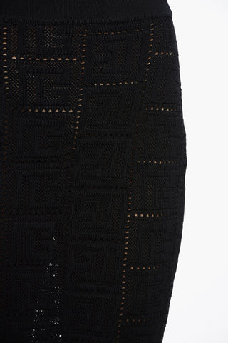 Openwork Midi Skirt with Monogrammed Motif