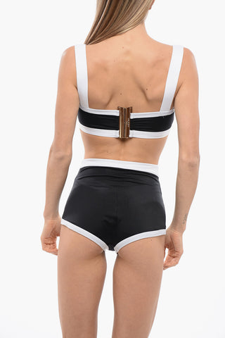 Bikini with High-waisted Slip and Jewel Buttons