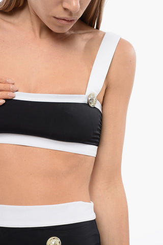 Bikini with High-waisted Slip and Jewel Buttons
