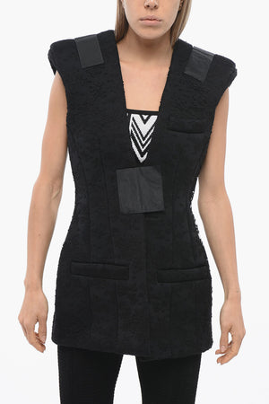 Lace Padded Gilet With Velcro Closure