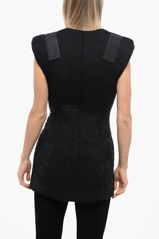 Lace Padded Gilet With Velcro Closure