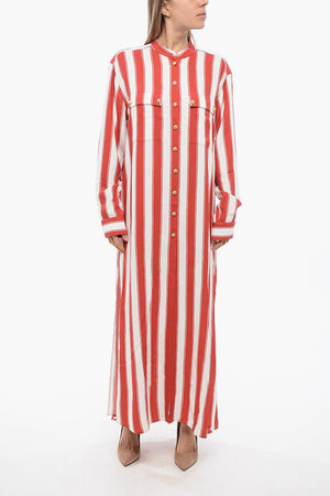 Striped Shirt Dress with Jewel Buttons