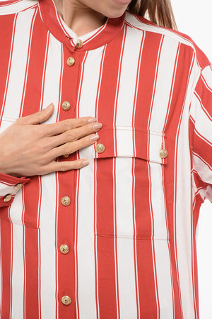 Striped Shirt Dress with Jewel Buttons