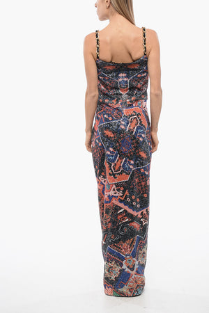 Paillettenkleid Mit Ketten Und Tiefem Schlitz