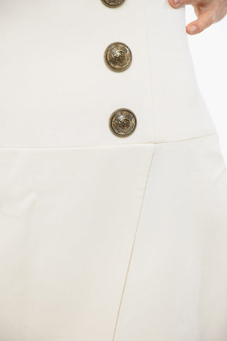 Crepe-de-Chine HIgh-waisted Skirt With Jewel Buttons
