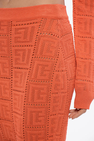 Monogram Crochet Midi Pencil Skirt