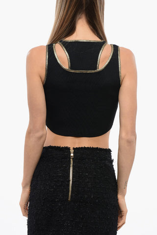 Crop Top in Maglia con Design Cut-out