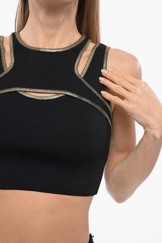 Crop Top in Maglia con Design Cut-out