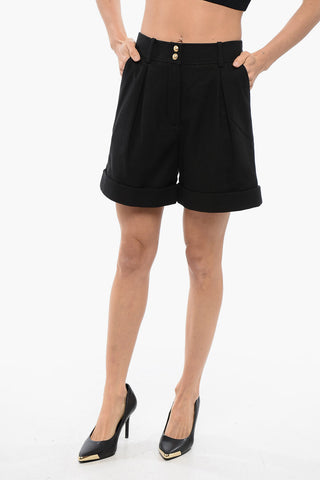 Shorts in Tweed di Cotone ad 1 Pince