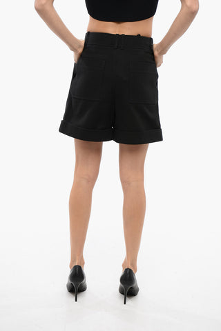 Single-pleated Cotton Tweed Shorts