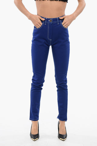 High-waisted Skinny Denims with Visible Stitching