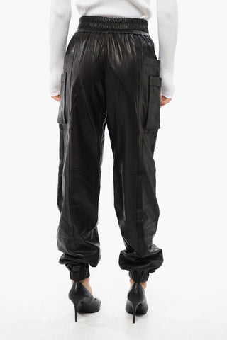 Leather Multi-Pocket Trousers With Quilted Detail
