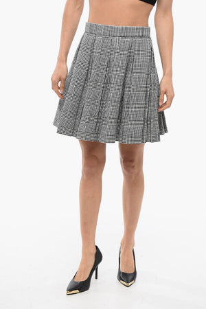 Pleated Virgin Wool-Blend Miniskirt with District Check Pattern