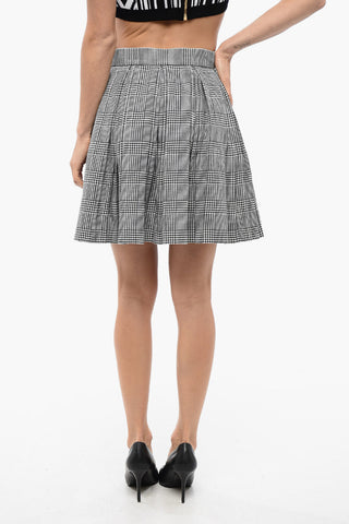 Minigonna Plissè in Misto Lana Vergine con Motivo District Check