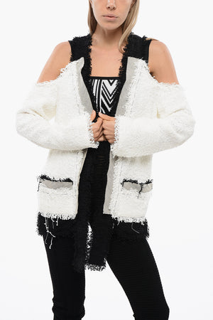 Blazer Cold-Shoulder in Tweed con Bordi a Contrasto