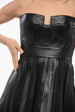 가죽 버스티에 드레스 플리츠 스커트