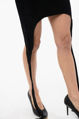 Rounded Cut Velvet Mini Skirt