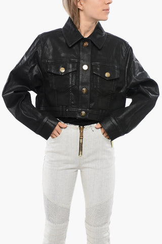 Giubbotto in Jeans Cropped Spalmato