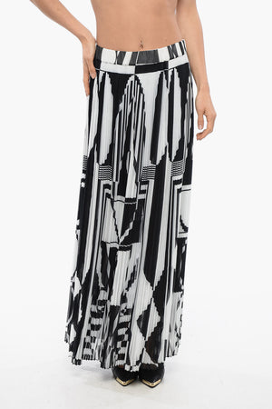 Pleated Longuette Skirt with Geometric Print