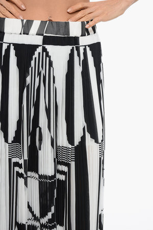 Pleated Longuette Skirt with Geometric Print
