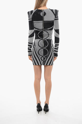 Crystal Sheath Dress with Geometric Motif