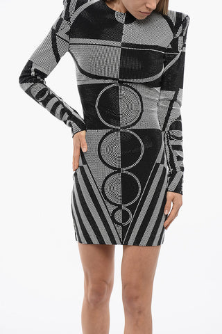 Crystal Sheath Dress with Geometric Motif
