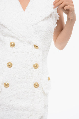 Tweed Double Breasted Sleeveless Dress
