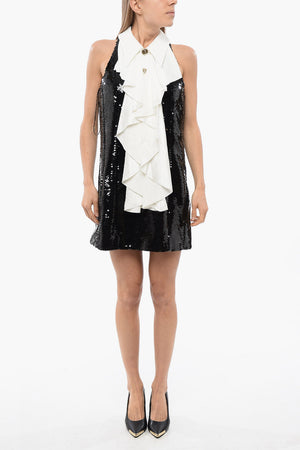 Sleeveless Sequin Dress with Collar Detail
