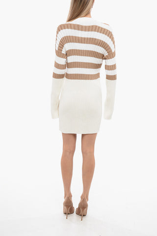 Knitted Cut-out Dress with Striped Pattern
