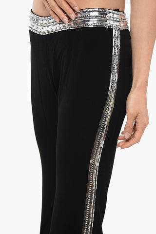 Pantaloni Flare-Fit Con Bande laterali In Paillettes