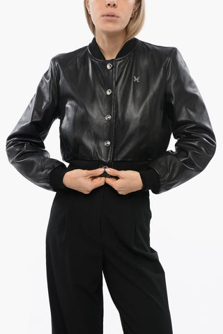 Leather STEP Bomber with Cropped Fit