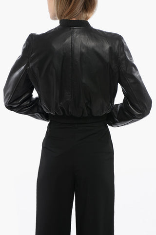 Leather STEP Bomber with Cropped Fit