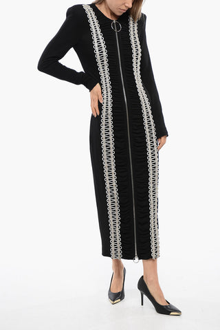 Long Dress with Zip and Strass Bands