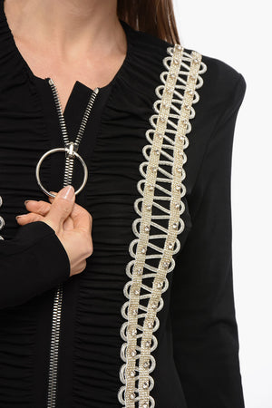 Long Dress with Zip and Strass Bands