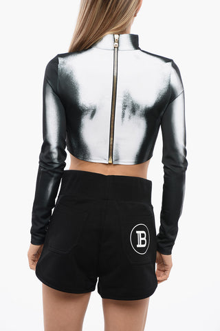 Top Cropped Jersey Con Stampa Body