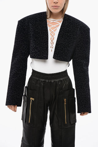 Tone-On-Tone Animalier Cropped Blazer