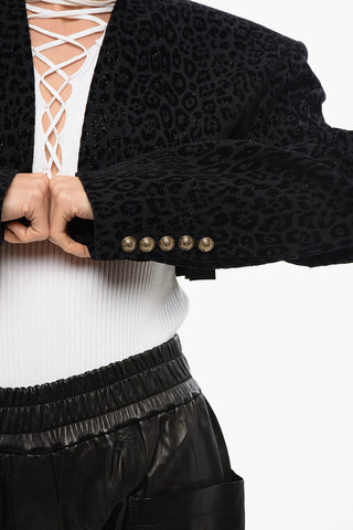 Tone-On-Tone Animalier Cropped Blazer