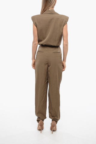 Jumpsuit a 2 Pinces in Lana con Tasche Sahariane