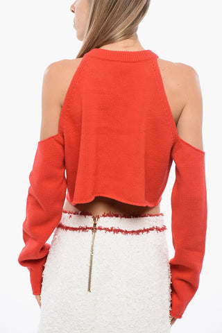 Top Crop in Maglia con Chain