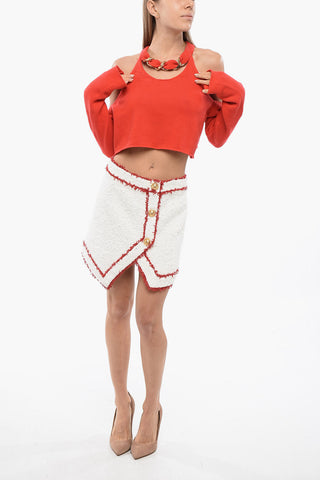Top Crop in Maglia con Chain