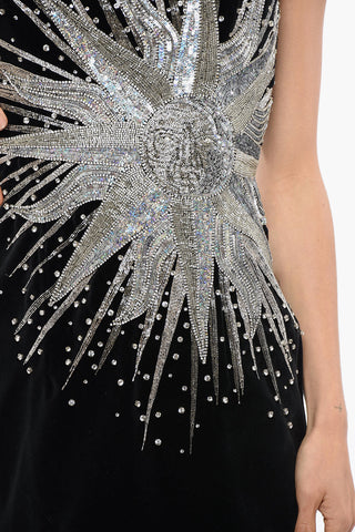 Velvet Sleeveless Dress with Jewels